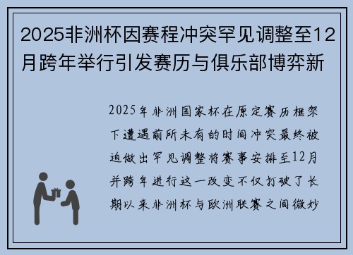 2025非洲杯因赛程冲突罕见调整至12月跨年举行引发赛历与俱乐部博弈新局面 2025非洲杯因赛程冲突罕见调整至12月跨年举行引发赛历与俱乐部博弈新局面